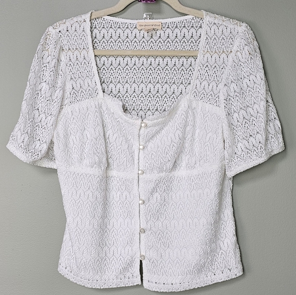 the general good Tops - NWOT The General Good Elegant White Lace Button-Up Top, MED